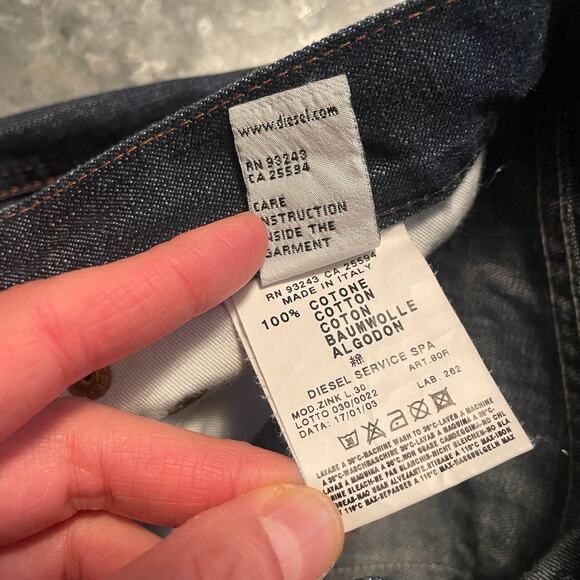 Vintage Y2K Diesel Industry Zink Low Rise Bootcut Denim Jeans 30x29 Italy Cotton - Picture 7 of 13